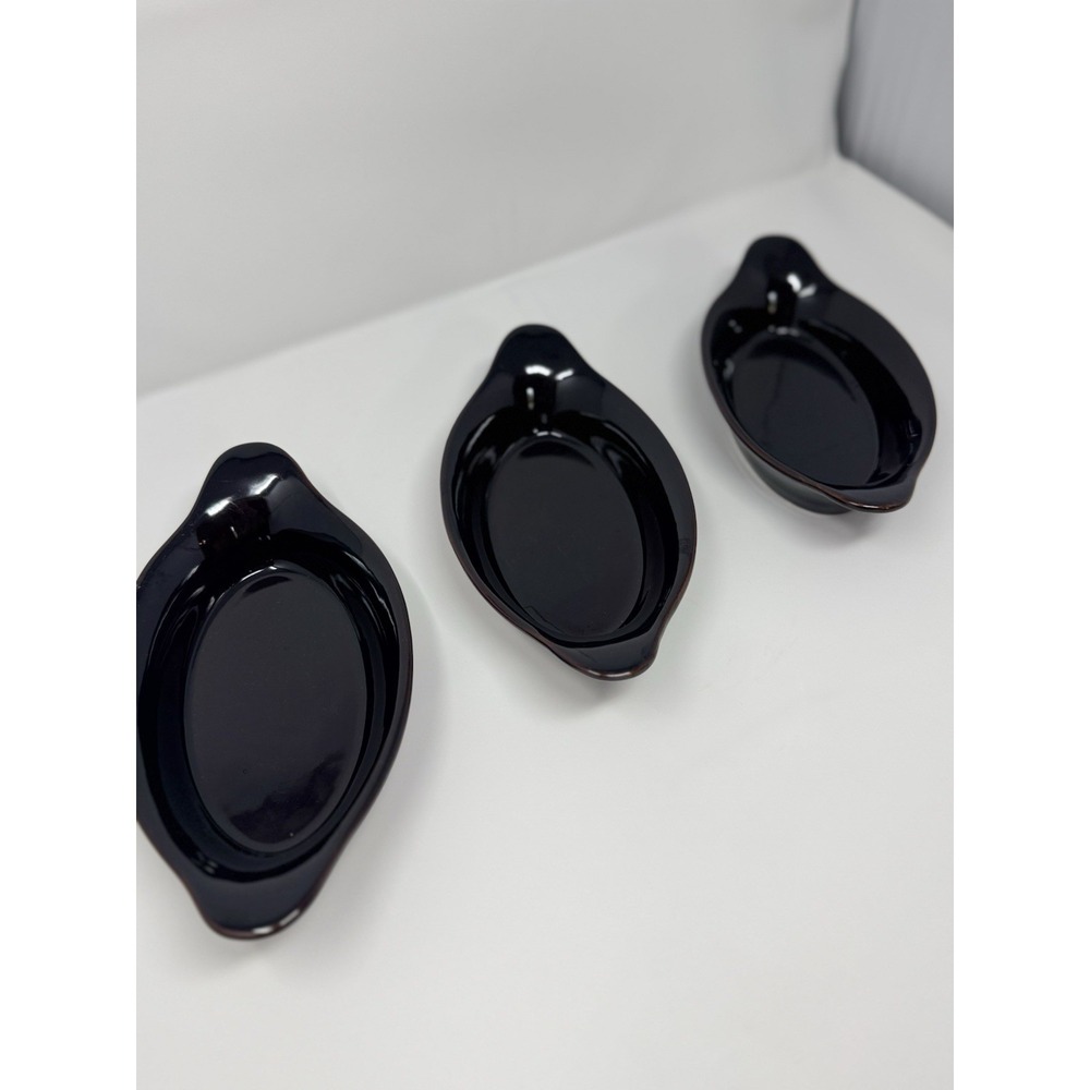 Pfaltzgraff Brown Drip 265‎ Au Gratin Oval Dishes Set of 3 Vintage Oven Safe